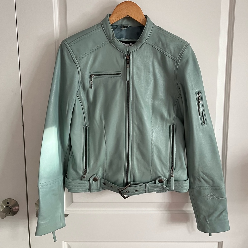 Harley Davidson Baby Blue Leather Jacket
